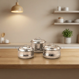 Ensemble de casseroles en acier inoxydable avec couvercles, design minimaliste rond et durable, compatible lave-vaisselle, pour cuisinières à gaz et à induction - Product Image 5