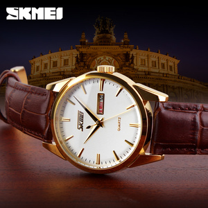 SKMEI — <span class=keywords><strong>montre</strong></span> de luxe en cuir véritable pour homme, accessoire de bonne qualité fabriqué en chine, bracelet en Quartz, 9073 - Product Image 5