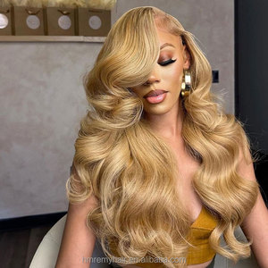 Extensions de <span class=keywords><strong>cheveux</strong></span> humains 100% vierges, alignées aux cuticules, couleur blond miel 27, ondulées, 13*4, 10 à 24 pouces, densité 200%, transparentes, longues - Product Image 3