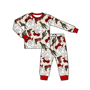 Pre-ordine: Set Pigiama Natalizio per Bambini Stile Cowboy Occidentale, Motivo Cactus e Agnello, Maniche Lunghe, 2 Pezzi, Outfit per Bambine - Product Image 5