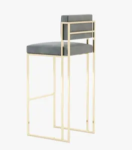 New Arrival High Foot Chair Gold Stainless Steel Pub Chair Velvet Bar Stool For Party Event Club