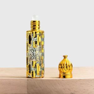 En stock, flacon de parfum en verre à bille de style moyen-oriental, plaqué or, 0,2 oz, 0,4 oz, flacons à bille en verre vides - Product Image 2