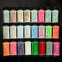 Poudre de paillettes cosmétiques en gros d'usine, paillettes hexagonales en PET, paillettes holographiques en vrac, paillettes épaisses mélangées pour l'artisanat, 24 couleurs