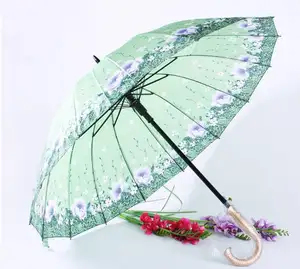 Publicité Grand Parapluie Promotionnel 16K Pas Cher Droit Long J Poignée Imprimé Soies Parapluies De Golf