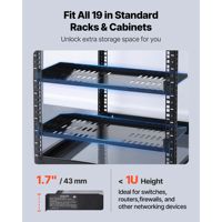Étagère de rack de serveur 1U pour centres de données, 4 pièces, capacité de charge maximale de 50 lb, ventilée, à fixation murale cantilever, plateau de montage sur rack, profondeur 10 pouces