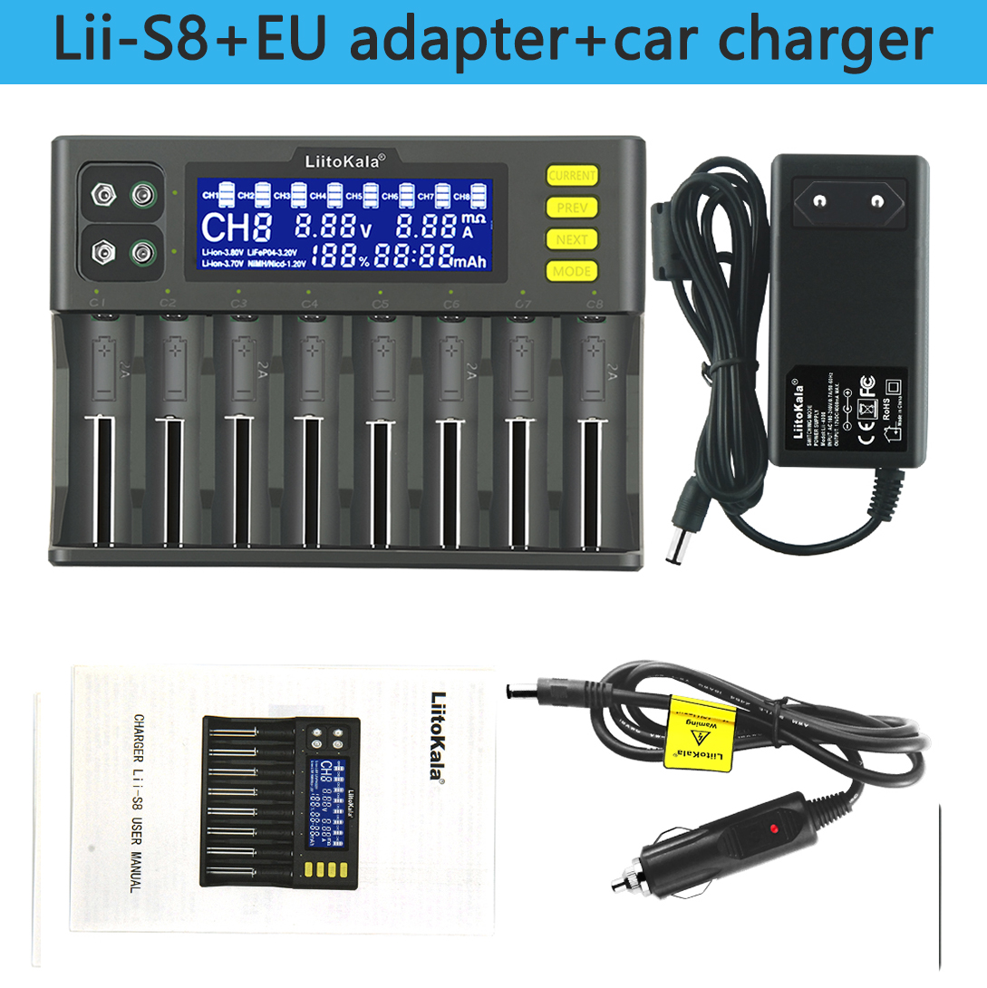 LiitoKala Lii-S8 充電器 Li-ion 3.7V/NiMH 1.2V対応 AA/AAA 18650用