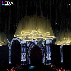 LEDA Wedding Event Stage Decor White RGB <b>Light</b> Flower-shaped Drapery for Party Supplies - Product Image 1