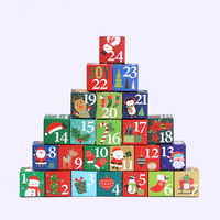 Boîte de calendrier de l'avent personnalisée avec dessin animé, 24 jours de compte à rebours, boîte de calendrier de l'avent de Noël, boîte plate en forme de cube pour cadeau de fête