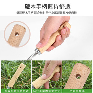 Green Smooth Wood Handle Stainless Steel Weeder Fork <b>Garden</b> <b>Tool</b> For Family <b>Garden</b> Soil Loosening And Root Lifting - Product Image 5