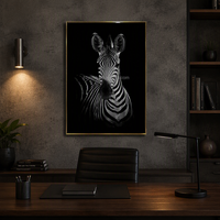Affiche numérique imprimée Zèbre sauvage africain, Art mural noir et blanc, Peinture sur toile animale, Décoration intérieure, Peinture sur porcelaine cristalline