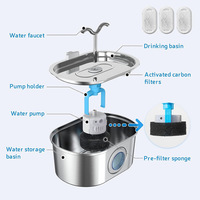 Fuente para Mascotas de Acero Inoxidable Antiacné, 3.2L, Doble Boquilla, Libre de BPA, Filtro Silencioso, OEM, Venta al Por Mayor