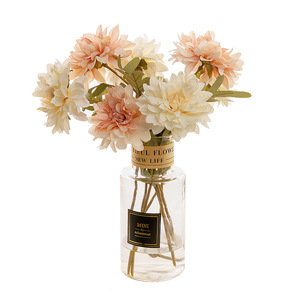 T-76 vente en gros haut de gamme plusieurs couleurs fleur de Dahlia artificielle pour désherber salon décoration florale fleur de soie - Product Image 2