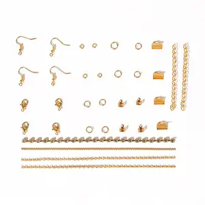Fashion DIY anting temuan aksesoris anting Hook/liontin/Jump cincin/rantai emas berlapis perhiasan temuan untuk perlengkapan perhiasan
