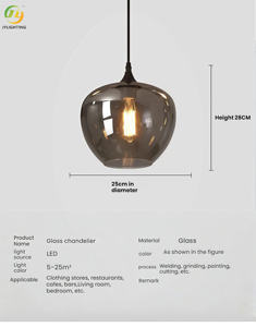 Lampe suspendue en verre fumé gris, style moderne, pour îlot <span class=keywords><strong>de</strong></span> cuisine, restaurant, décoration nordique, lampe suspendue en verre moderne JYLIGHTING - Product Image 2