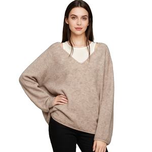 סוודר קשמיר איכותי לנשים לשנת 2025, דוגמת דמויות, צווארון וי, עבה, ארוך, עמיד בפני כדוריות, חם, קז'ואל, צמר חורפי - Product Image 1