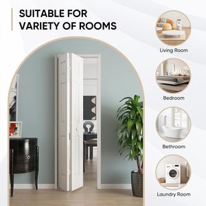 Cửa trượt gấp đôi GUJIE 6-Lite - Nội thất phòng khách phong cách công nghiệp, màu trắng, chất liệu MDF phủ lớp sơn lót, dễ lắp đặt - Product Image 3