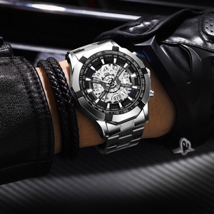 Montres pour hommes BINBOND S033, luxe, design creux, quartz, non mécaniques, étanches 30M, design creux tendance, classiques - Product Image 6