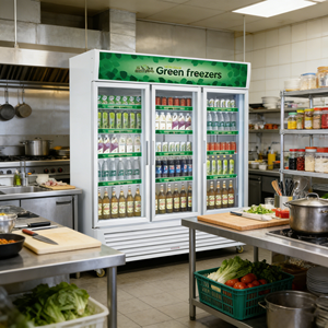 Réfrigérateur de présentation commercial Tongmai à 3 portes vitrées, double température, refroidissement direct, dégivrage automatique, 12 étagères, 220V - Product Image 3