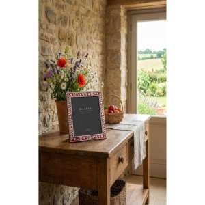 Beltrami Photo <b>Frame</b> <b>4x6</b> Silver Plated Enamel Red Decorative Metal <b>Frame</b> - Product Image 2