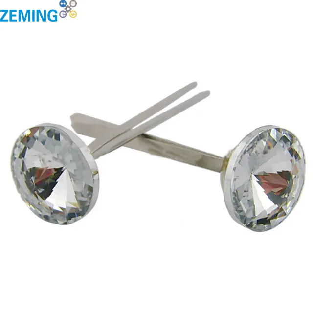 Şeffaf renk kristal cam Prong düğmeler döşeme Tacks cam düğmeleri kristal bölünmüş Pin kanepe düğmeleri