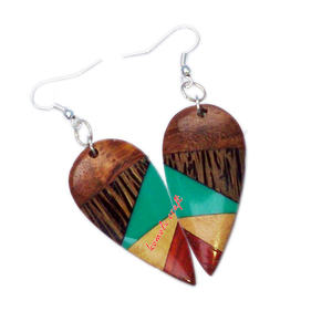 การออกแบบวินเทจที่มีสีสันไม้เรซิ่นเครื่องประดับสร้อยคอต่างหูวางสไตล์ - Product Image 2