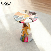 Table d'appoint ronde de luxe de style designer pour salon de villa, table d'angle de canapé en bois coloré pour chambre d'hôtel, mobilier