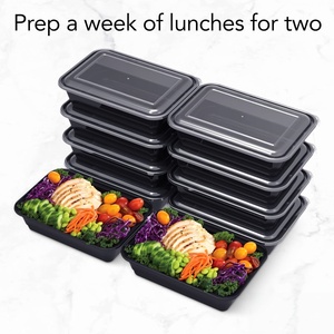 Contenedor de Alimentos Desechable de Plástico PP con Tapa Hermética, Apto para Microondas, Lavable, para Llevar, Comida para Llevar, Preparación de Comidas, Restaurante - Product Image 3
