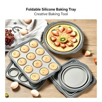 Moule à gâteau en silicone à 12 cavités, moule en silicone pliable pour gâteaux individuels