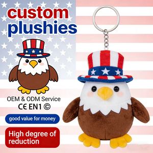 Portachiavi Peluche <span class=keywords><strong>Aquila</strong></span> Calva con Bandiera USA Patriottica, <span class=keywords><strong>Animale</strong></span> di Peluche per il 4 Luglio, Peluche Personalizzati all'Ingrosso - Product Image 1