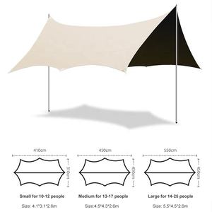 Grande bâche de camping hexagonale imperméable avec revêtement noir, légère, abri pour la randonnée en plein air - Product Image 5