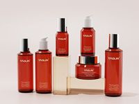 Bouteille en plastique cosmétique Taolin, personnalisation de la marque, ensemble de soins de la peau en PETG, bouteille de toner cylindrique translucide givrée rouge 180 ml