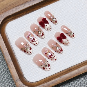 Uñas Postizas Hechas a Mano con Diseño de Ojo de Gato en Champán Dorado, Degradado Marrón Brillante y Diamantes en Forma de Gota de Agua, Estilo Erótico y Pétalos <span class=keywords><strong>Moonshadow</strong></span> - Product Image 5