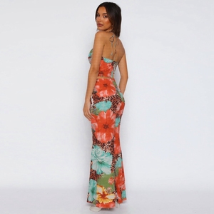 Coquette collezione Resort set donna francese romantico <span class=keywords><strong>arancione</strong></span> floreale e leopardato Top all'americana + Maxi gonna stile vacanza - Product Image 4