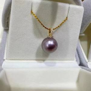 Colgante de Plata de Ley 925 con Perla Edison Púrpura de Agua Dulce para Mujer, Cierre Universal para Pezón, Diseño Simple y Versátil, Moissanita - Product Image 3