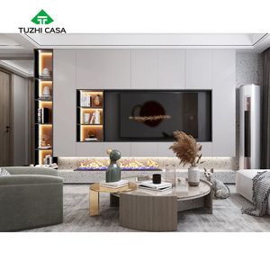 TUZHI CASA ferme flottant 55 pouces <span class=keywords><strong>tv</strong></span> foyer <span class=keywords><strong>tv</strong></span> meuble <span class=keywords><strong>tv</strong></span> avec cheminée <span class=keywords><strong>barre</strong></span> <span class=keywords><strong>de</strong></span> <span class=keywords><strong>son</strong></span> étagère - Product Image 1