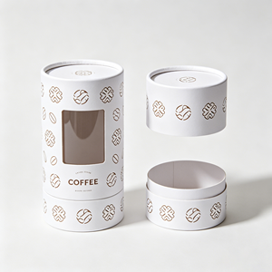 Boîte en carton cylindrique portable pour grains de café avec fenêtre découpée, tube en carton premium, design de marque personnalisé - Product Image 5