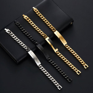 Pulsera y brazalete de moda para hombre de acero inoxidable 316L antideslustre, chapado en oro de 14K y 18K, espacios en blanco grabables para pulseras de hombre - Product Image 2