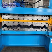 Doble capa de acero Metal Hierro Tr4 y azulejo de techo trapezoidal Corrugado y perfil de costilla Máquina formadora de rollos en frío