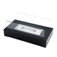 Grand dessus de table rectangulaire en verre avec coussins isolants Accessoires de cheminée au bioéthanol pour chauffages de patio
