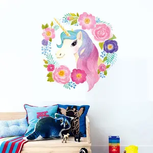 Foreign trade cross-border creative garland unicorn reflective sticker bedroom decoration PVC wall sticker