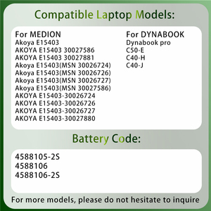 Batería Nueva <span class=keywords><strong>para</strong></span> Portátil 4588105-2S 4588106-2S <span class=keywords><strong>para</strong></span> Dynabook Satellite Pro C50D C50-E C40-H C40-J MEDION Akoya E15403 Series - Product Image 2