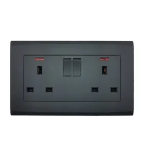 High Quality UK Standard Double Socket Outlet 250V 13A Electric Accessories Wall Switches Sockets And Switches Electrical