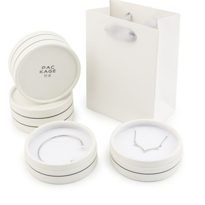 Round Cardboard Simple Wholesale White Jewelry Packaging <b>Gift</b> <b>Box</b> for Rings <b>Earrings</b> Foam Inserts for Jewelry - Product Image 6