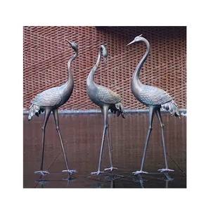 Пользовательская статуя зоопарка животных на заказ Сказочный журавль садовая Статуя Бронзовая птица садовая статуя Heron