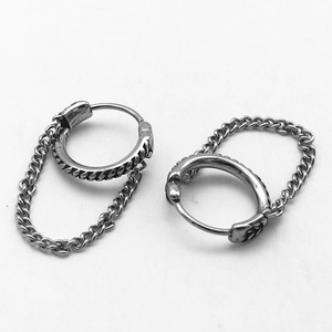 yunnique Hoop Earrings 316 Stainless Steel <b>Chain</b> Design <b>Titanium</b> Steel Studs For Men Women Fashion Jewelry - Product Image 2