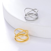 Bagues croisées pour femmes en acier inoxydable plaqué or PVD, lignes géométriques minimalistes, bijoux de mariage tendance, cadeau de la Saint-Valentin