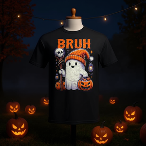 Maglietta di Halloween con Fantasmi e Caramelle per Bambini, Unisex, Manica Corta, Girocollo, in Cotone, Stampa Digitale - Product Image 3