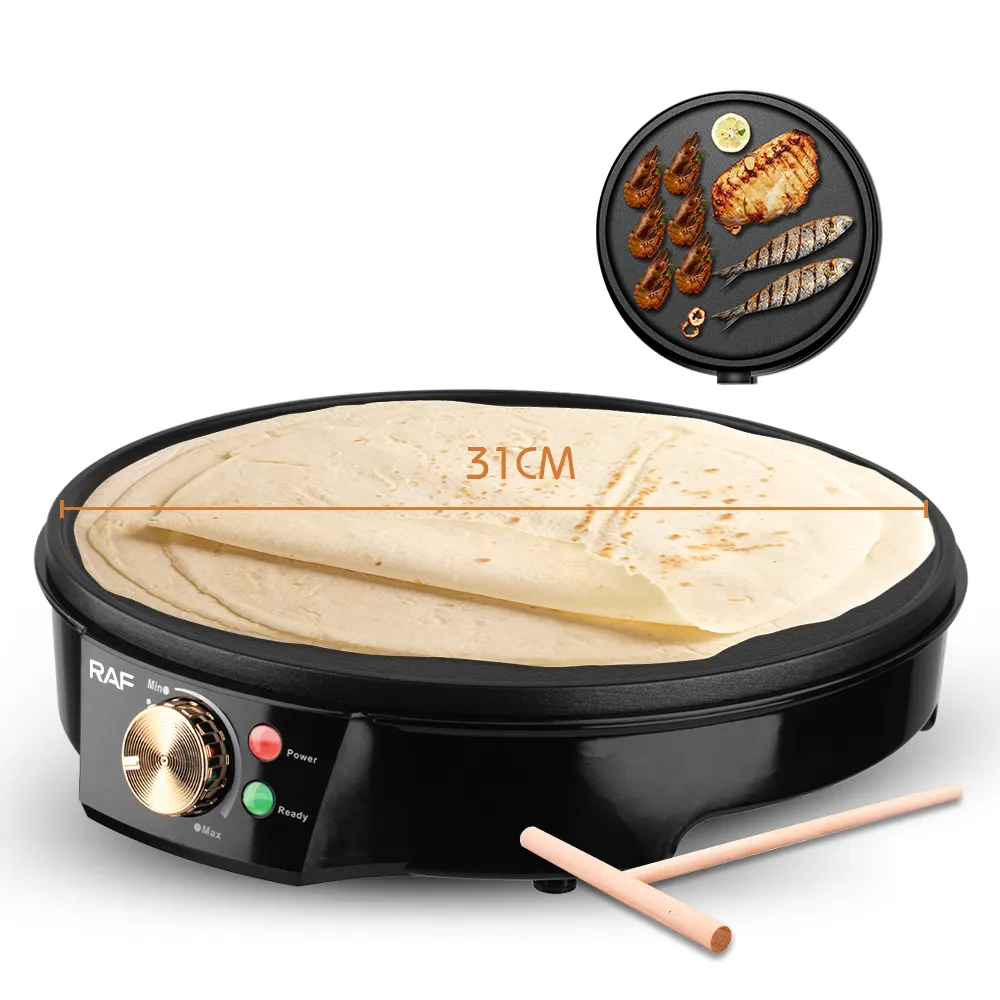 Piastra antiaderente elettrica a temperatura regolabile Crepe Pan Pancake Crepe Maker con indicatori luminosi a Led