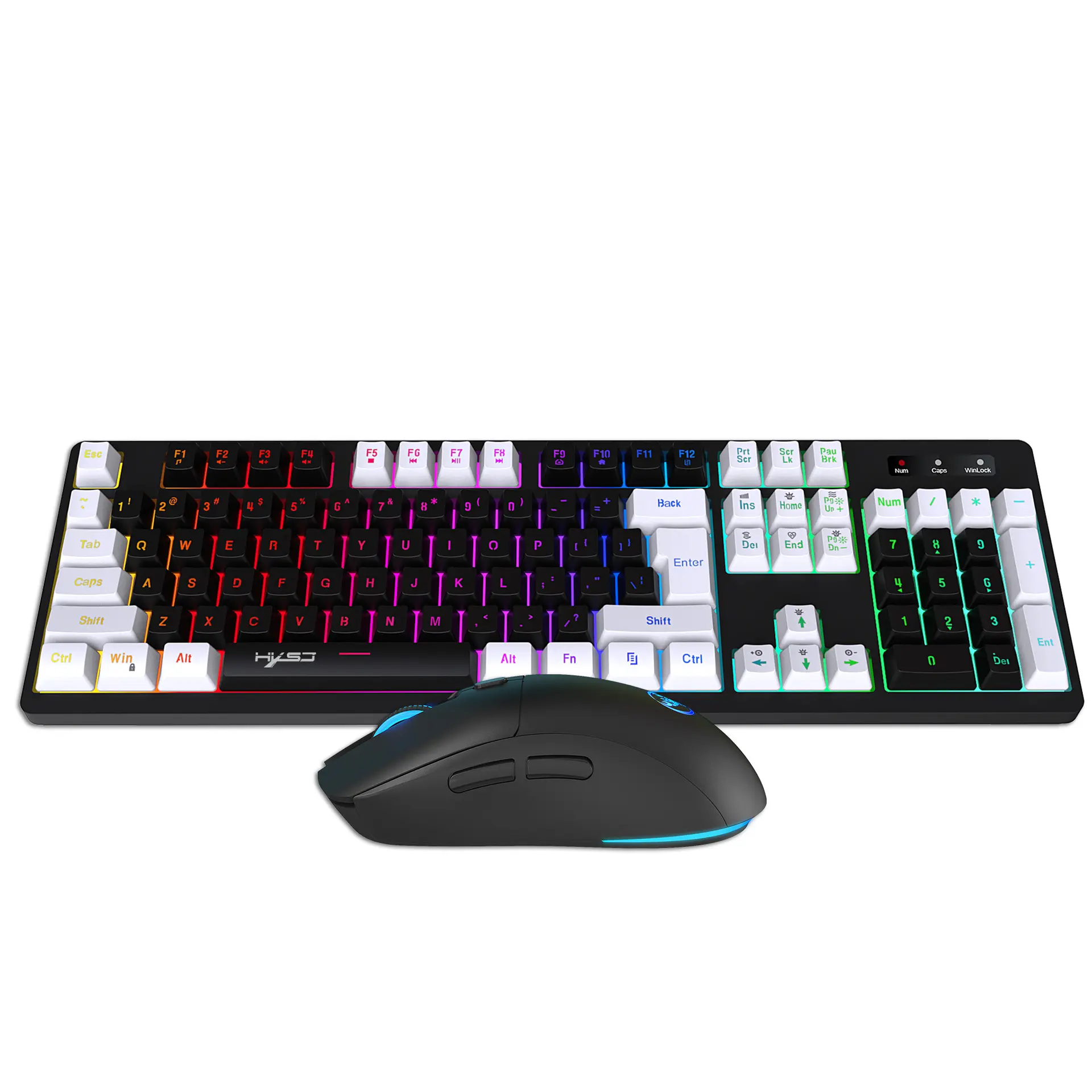 L98 Mouse dan Keyboard 2.4G Isi Ulang Nirkabel Baru Set Lampu Latar Warna-warni Mouse Permainan Lampu Latar RGB Tempat Keyboard