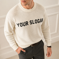 Pull en maille jacquard personnalisé OEM ODM pour homme, col rond, manches longues, épaules tombantes, style décontracté d'hiver, vente en gros